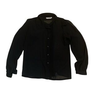 Vintage 90s Black Sheer Blouse by CINNABAR - Size 8